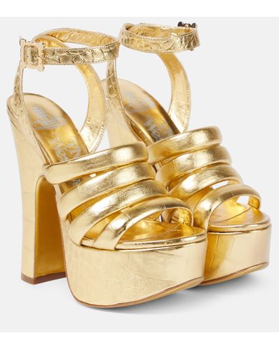 Vivienne Westwood Britney Croc-effect Leather Platform Sandals - Metallic