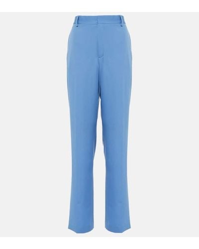 Dries Van Noten Pantaloni in gabardine di lana - Blu