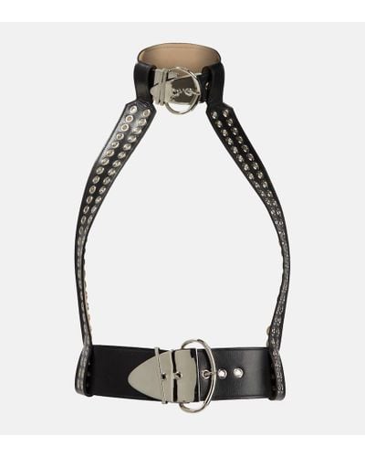 Rabanne Cintura harness in pelle con borchie - Nero