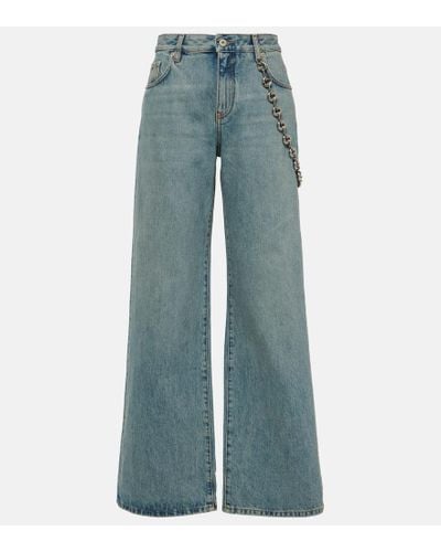 Loewe Jeans flared de tiro alto con cadena - Azul