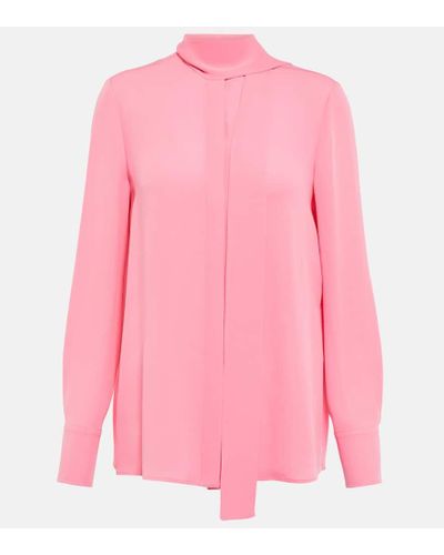 Valentino Blusa de seda con chal - Rosa