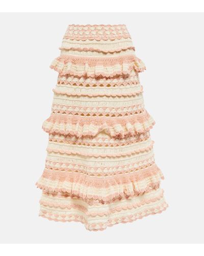 Zimmermann Clover Crochet Cotton Midi Skirt - Natural