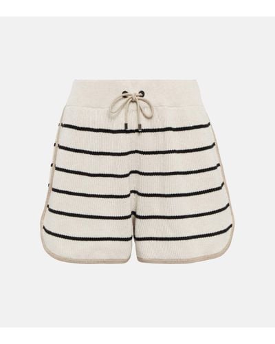 Brunello Cucinelli Short raye en coton - Blanc