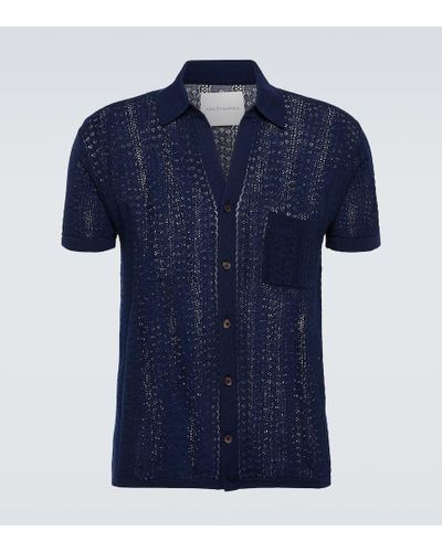 King & Tuckfield Camisa de lana calada - Azul