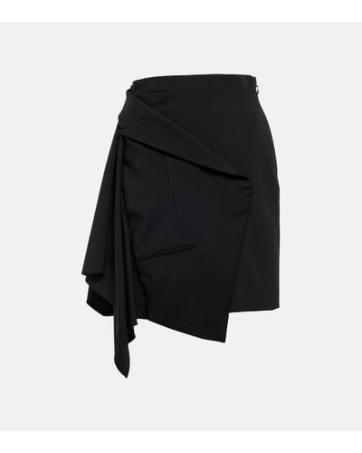 Alexander McQueen Deconstructed Wool Miniskirt - Black