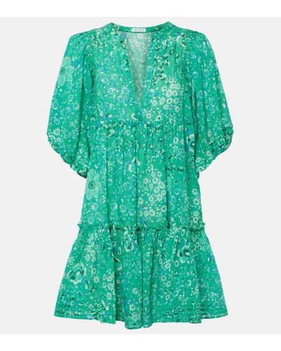 Poupette Aria Floral Cotton Minidress - Green