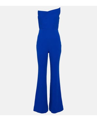 Roland Mouret Asymmetric Wool Crepe Jumpsuit - Blue