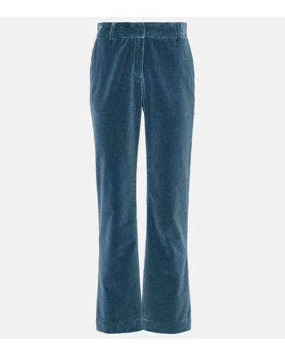La DoubleJ 24/7 Cotton Velvet Flared Trousers - Blue