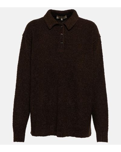 Loro Piana Silk Boucle Polo Sweater - Black