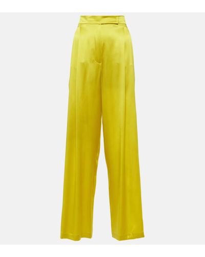 Max Mara Elegante Fiesta Silk Wide-leg Pants - Yellow