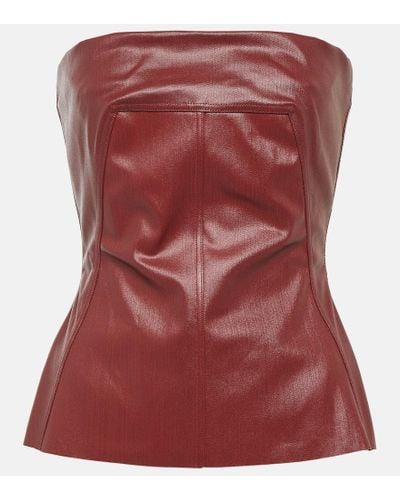 Rick Owens Coated Denim Corset Top - Red