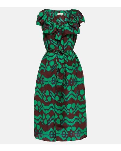 Ulla Johnson Anora Printed Silk Midi Dress - Green