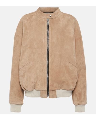 Stouls Pharrell Suede Bomber Jacket - Natural