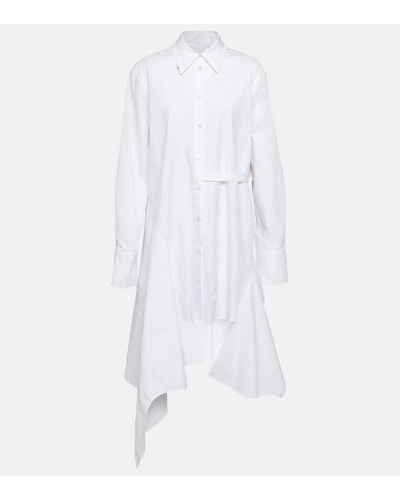 JW Anderson Deconstructed Cotton Poplin Shirt Dress - White