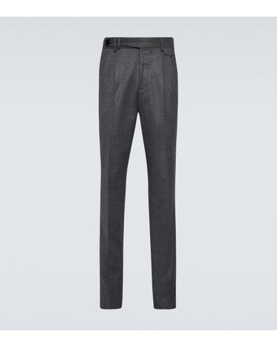 Brunello Cucinelli Virgin Wool Slim Trousers - Grey