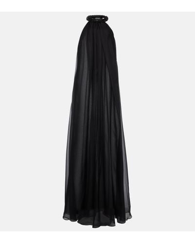 Tom Ford Robe longue en soie a ornements - Noir
