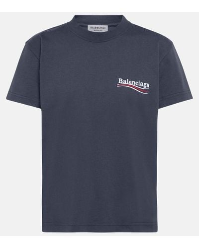 Balenciaga Camiseta de algodon con logo - Azul