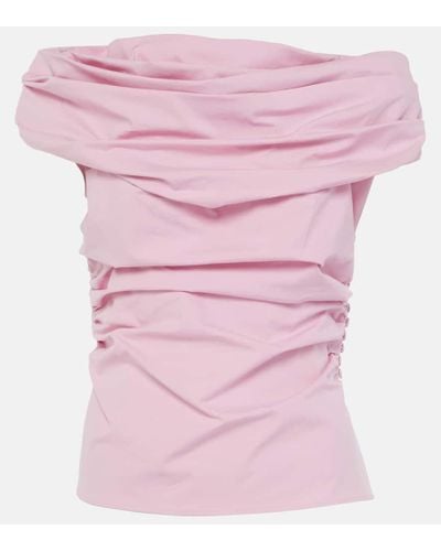 Magda Butrym Draped Cotton-blend Top - Pink