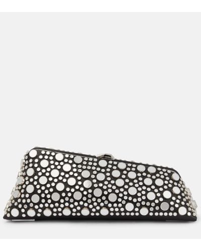 The Attico Long Night Small Embellished Leather Clutch - Black