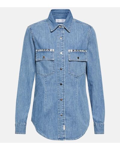 7 For All Mankind Camicia di jeans con cristalli - Blu