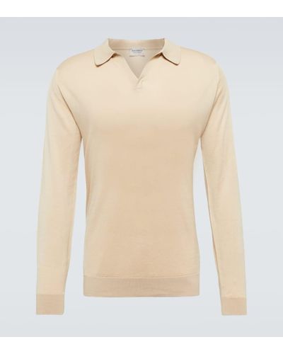 John Smedley Puck Cotton Polo Sweater - Natural