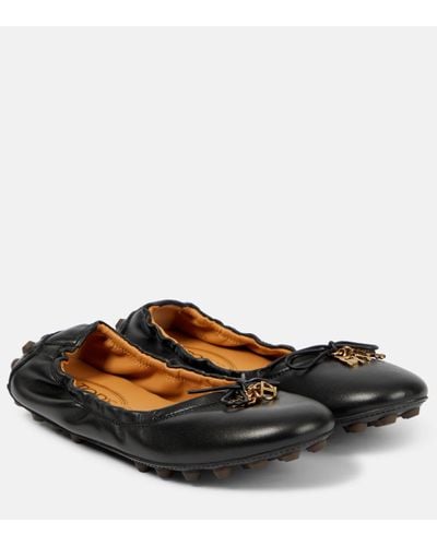 Tod's Gommino Leather Ballet Flats - Brown