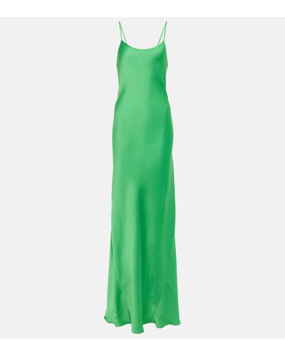 Victoria Beckham Robe longue en satin - Vert