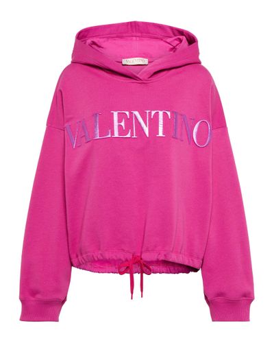 Valentino Logo Cotton Hoodie - Pink