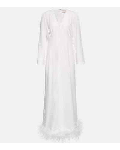 RIXO London Novia - vestido Mya con plumas - Blanco