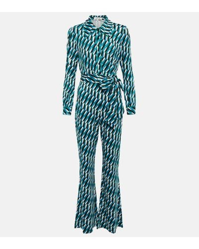 Diane von Furstenberg Mono estampado anudado en la cintura - Azul