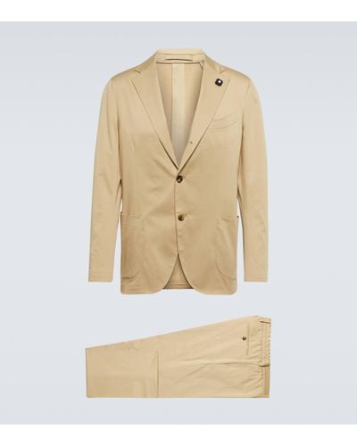 Lardini Single-breasted Cotton-blend Suit - Natural