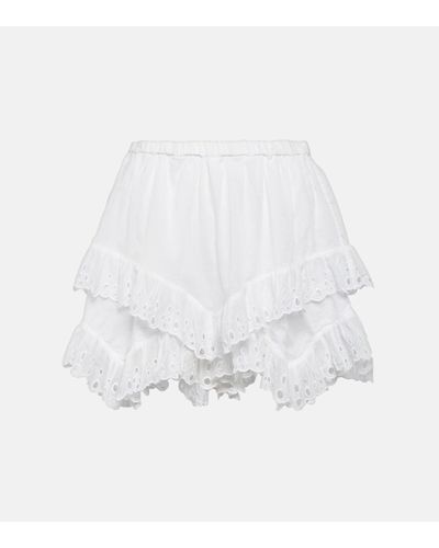 Isabel Marant Short Kaddy brode en coton - Blanc