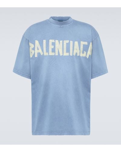 Balenciaga T-shirt Tape Type en coton - Bleu