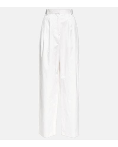The Row Pantalon Bufus a taille haute en coton - Blanc