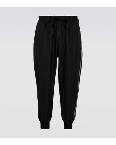 Y-3 Pantalones deportivos de lana a rayas - Negro
