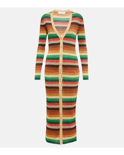 Valentino Lurex® Striped V-neck Midi Dress - Multicolor