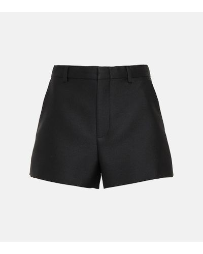 Gucci Shorts de gabardina de lana y seda - Negro