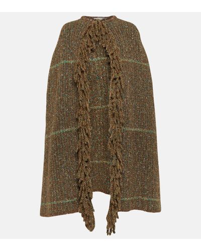 Stella McCartney Poncho en coton et laine melanges - Vert