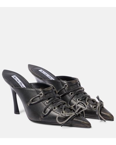 Acne Studios Trompe-l'oil Lace-up Leather Mules - Black