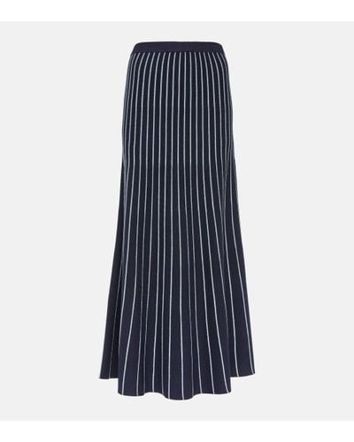 Gabriela Hearst Phelan Striped Wool And Silk Maxi Skirt - Blue