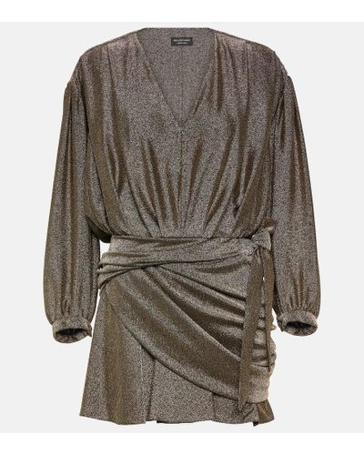 Balenciaga Gathered Metallic Minidress - Gray