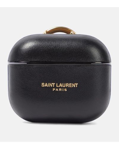 Saint Laurent Custodia per AirPods Pro in pelle - Nero