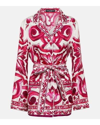 Dolce & Gabbana Chemise imprimee en soie - Rouge