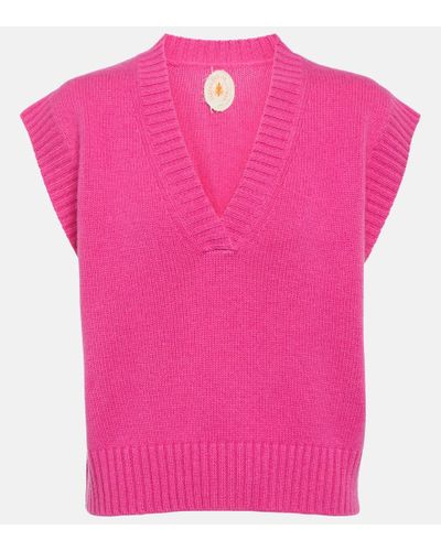 Jardin Des Orangers V-neck Cashmere Sweater Vest - Pink