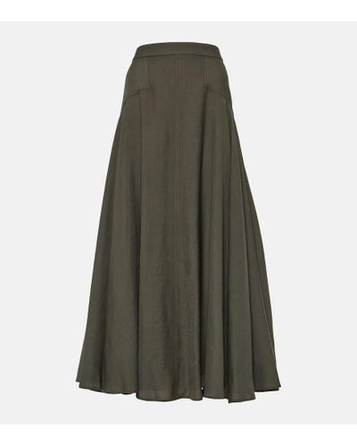 Loro Piana Flavia Wool Maxi Skirt - Green