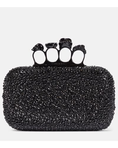 Alexander McQueen Pochette Knuckle en cuir a ornements - Noir