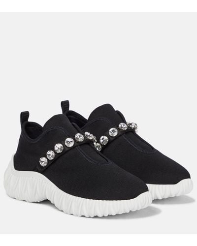 Miu Miu Embellished Slip-on Trainers - Black