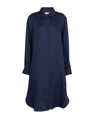 Asceno Robe chemise Oxford en lin - Bleu
