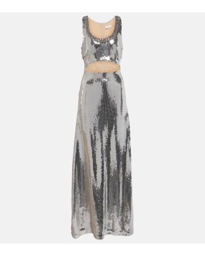 Rabanne Sequined Cutout Maxi Dress - Gray