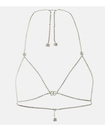 Dolce & Gabbana Bralette Bijoux con cristalli - Bianco